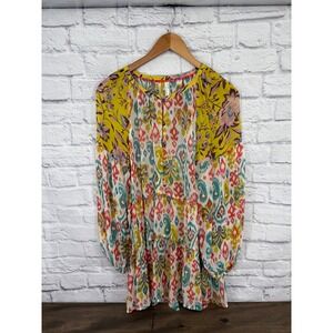 Anthropologie Maureen Sheer Babydoll Tunic Blouse Top Sz M Boho Festival Prairie